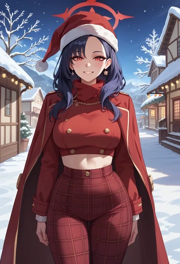 blue_archive,kayoko_(blue_archive),Christmas,plaid trousers  - AI generated anime art