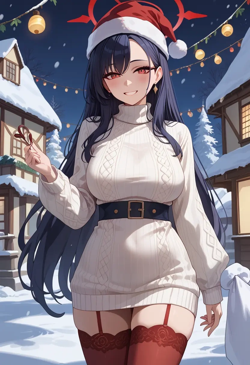 blue_archive,kayoko_(blue_archive),Christmas,sweater dress,stockings  - 