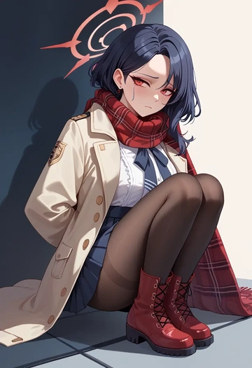 blue_archive,kayoko_(blue_archive),winter,student uniform,fur-trimmed coat  - AI generated anime art