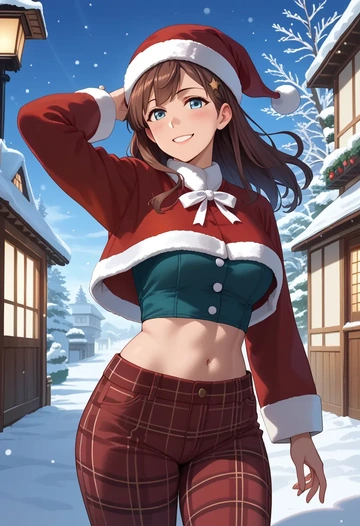 kantai_collection,kazagumo_(kancolle),Christmas,plaid trousers  - AI generated anime art