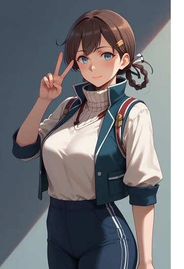 kantai_collection,kazagumo_(kancolle),vest,quilted,jogger pants  - AI generated anime art