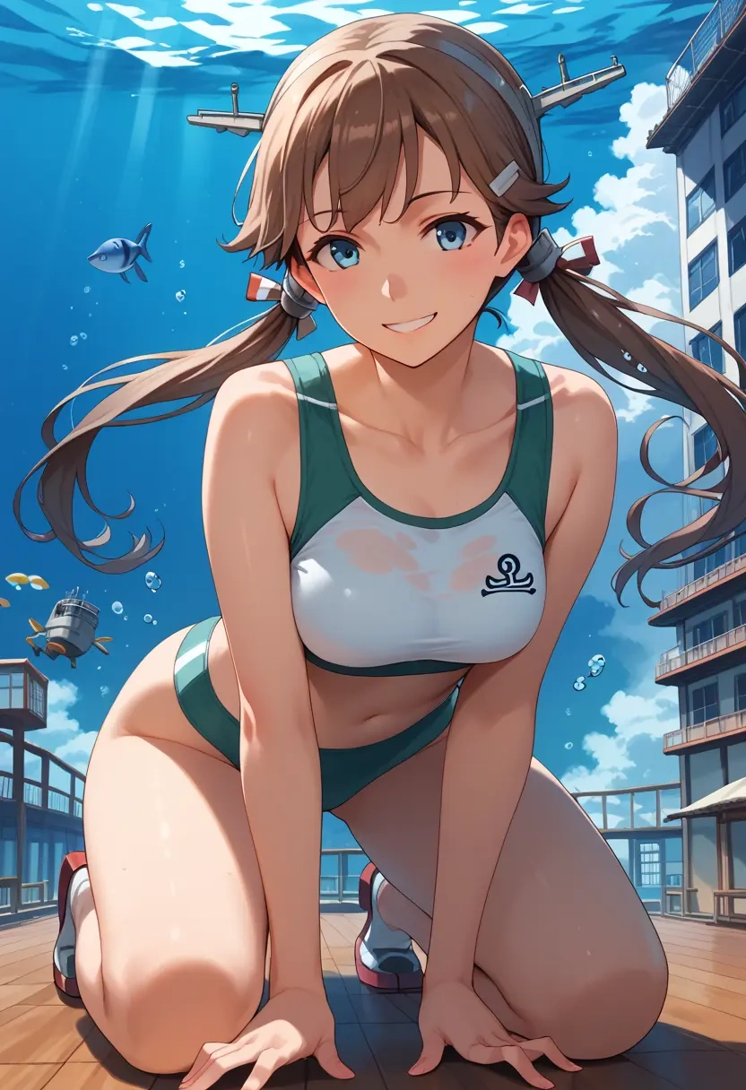 kantai_collection,kazagumo_(kancolle),tankini top,board shorts  - 