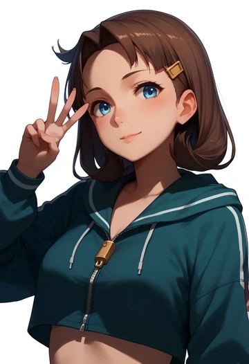 kantai_collection,kazagumo_(kancolle),crop hoodie,shorts  - AI generated anime art