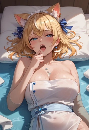 hololive,kazama_iroha_(1st_costume),towel,sexy  - AI generated anime art