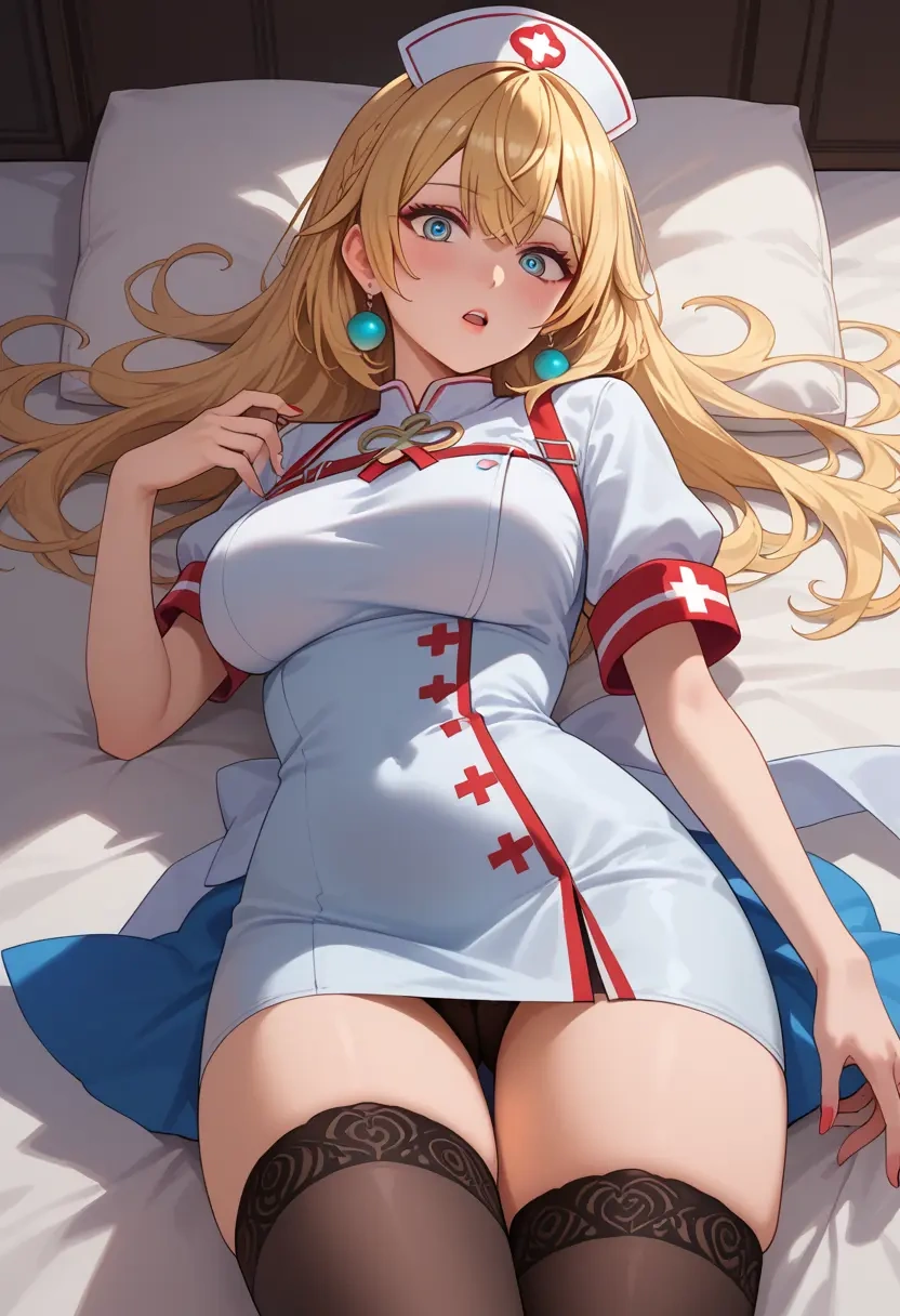 hololive,kazama_iroha_(1st_costume),nurse pantyhose,mini skirt, sexy  - 