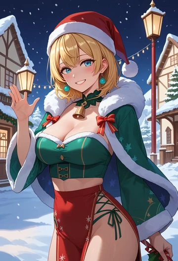 hololive,kazama_iroha_(1st_costume),Christmas,dress  - AI generated anime art