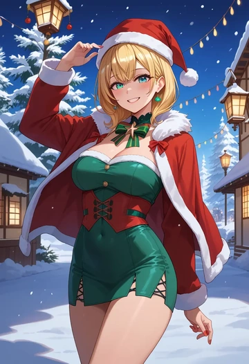 hololive,kazama_iroha_(1st_costume),Christmas,dress  - AI generated anime art