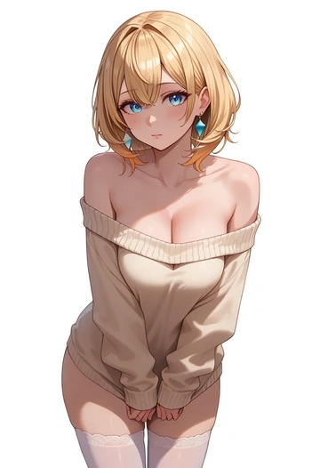 hololive,kazama_iroha_(1st_costume),off-shoulder,sweater  - AI generated anime art