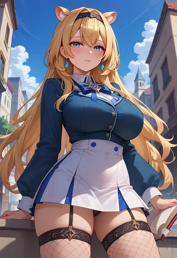 hololive,kazama_iroha,mini skirt, stockings  - AI generated anime art