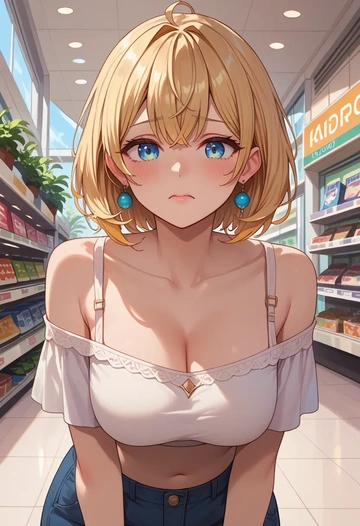 hololive,kazama_iroha,off-shoulder top,dolphin shorts  - AI generated anime art