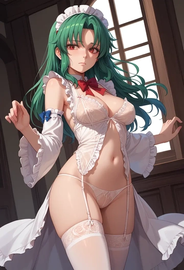 touhou,kazami_yuuka,maid, sexy, stockings,panties  - AI generated anime art