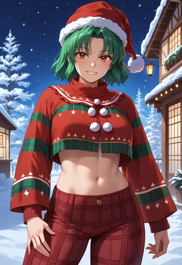 touhou,kazami_yuuka,Christmas,plaid trousers  - AI generated anime art