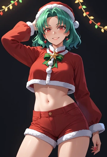 touhou,kazami_yuuka,Christmas,red velvet shorts  - AI generated anime art