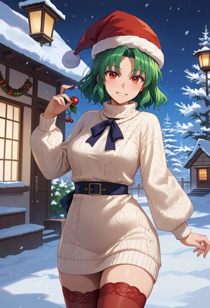 touhou,kazami_yuuka,Christmas,sweater dress,stockings  - 