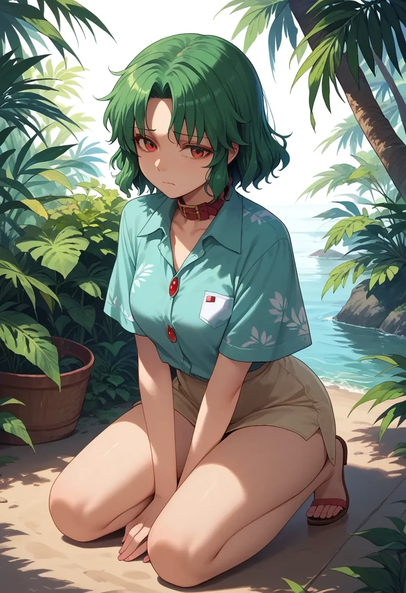 touhou,kazami_yuuka,polo shirt,tennis skirt  - 