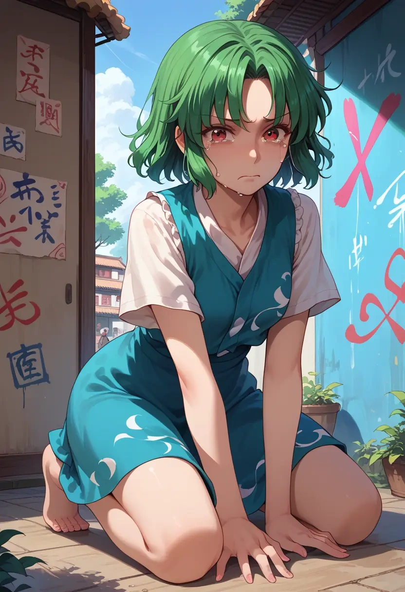 touhou,kazami_yuuka,neon graffiti top,dolphin shorts  - 