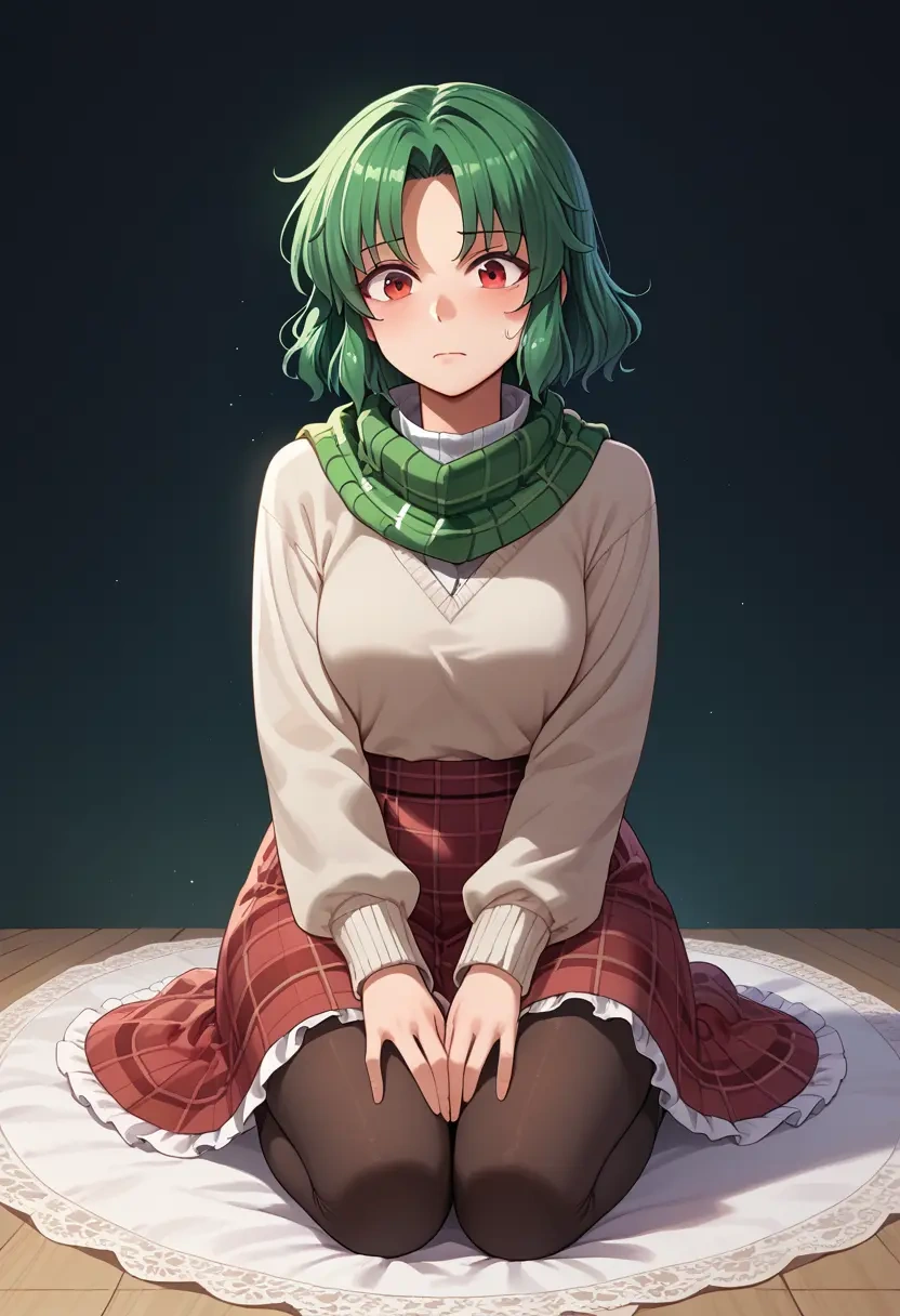 touhou,kazami_yuuka,winter,student uniform,fur-lined parka  - 