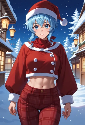 senki_zesshou_symphogear,kazanari_tsubasa,Christmas,plaid trousers  - AI generated anime art