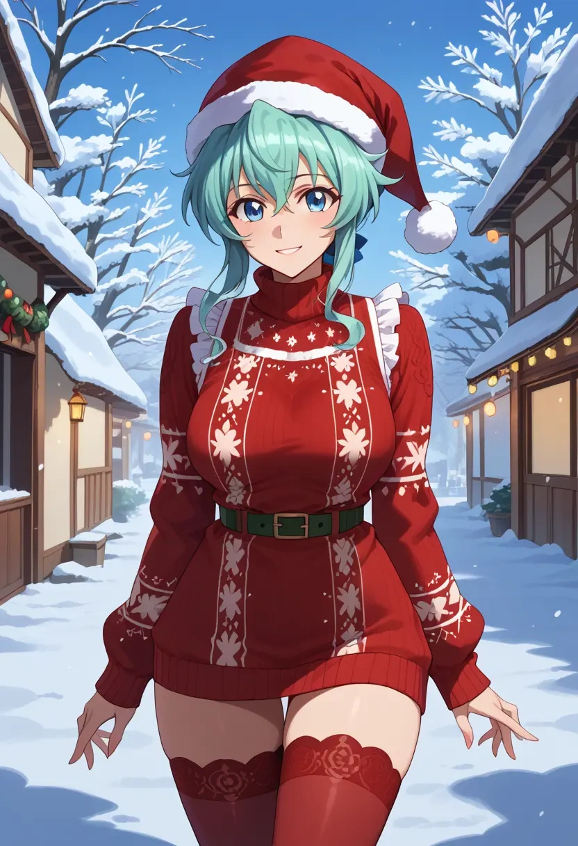 senki_zesshou_symphogear,kazanari_tsubasa,Christmas,sweater dress,stockings  - 