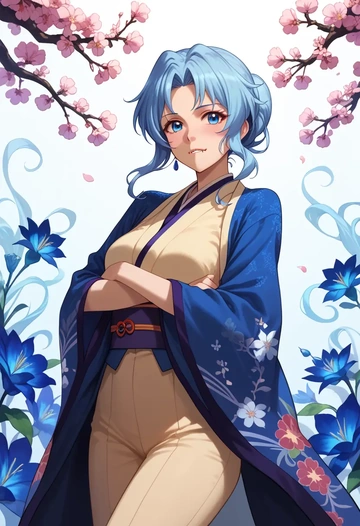 senki_zesshou_symphogear,kazanari_tsubasa,kimono,silk,wide-leg trousers  - AI generated anime art