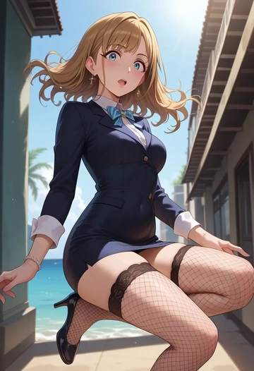 idolmaster,kazano_hiori,secretary,stockings,sexy, panties  - AI generated anime art