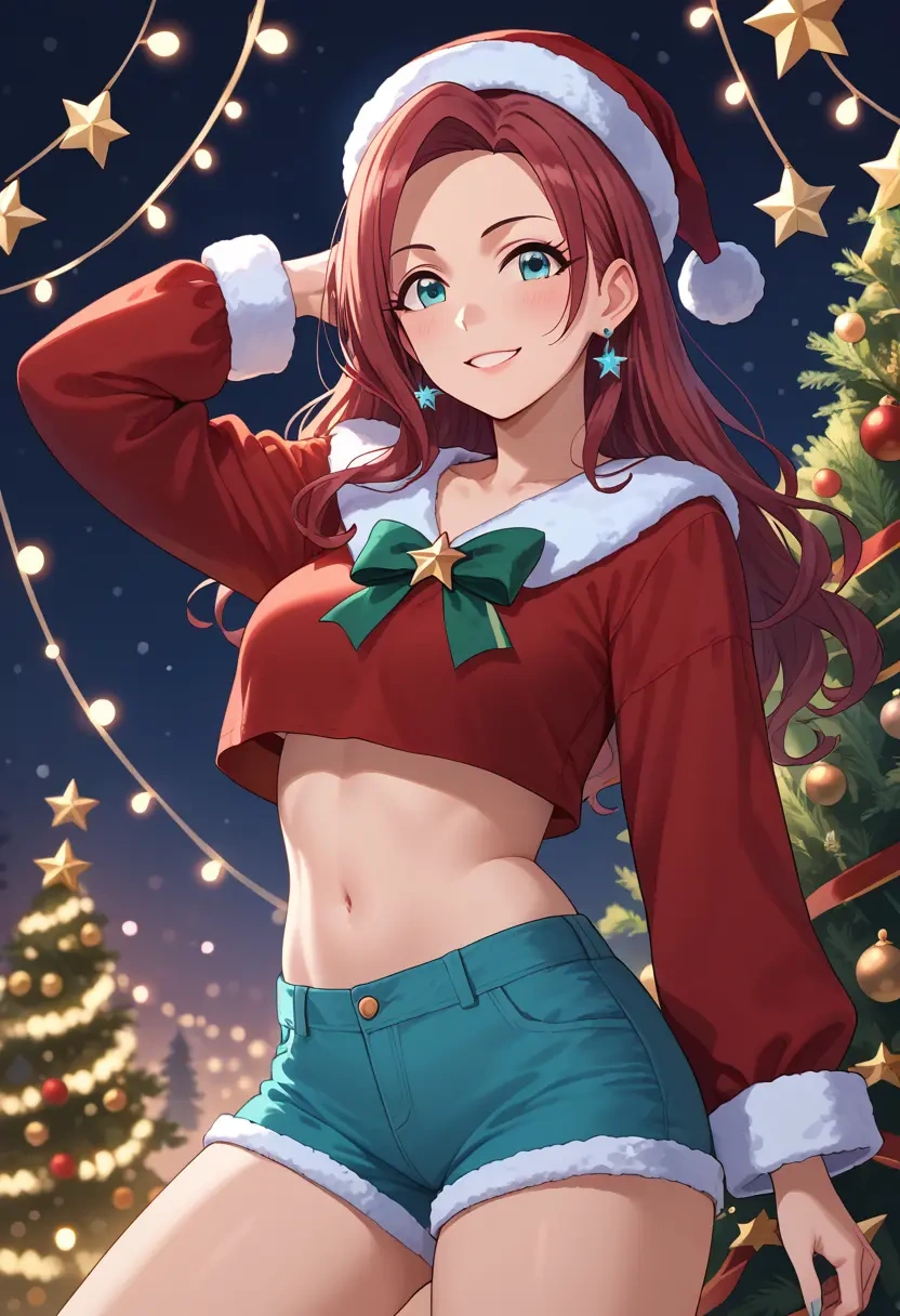 idolmaster,kazano_hiori,Christmas,red velvet shorts  - 