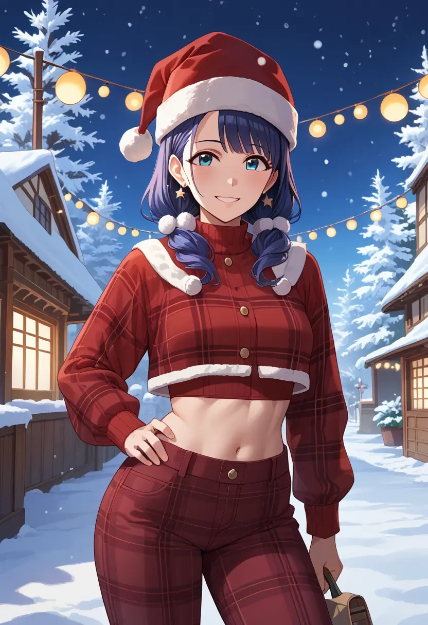 idolmaster,kazano_hiori,Christmas,plaid trousers  - 