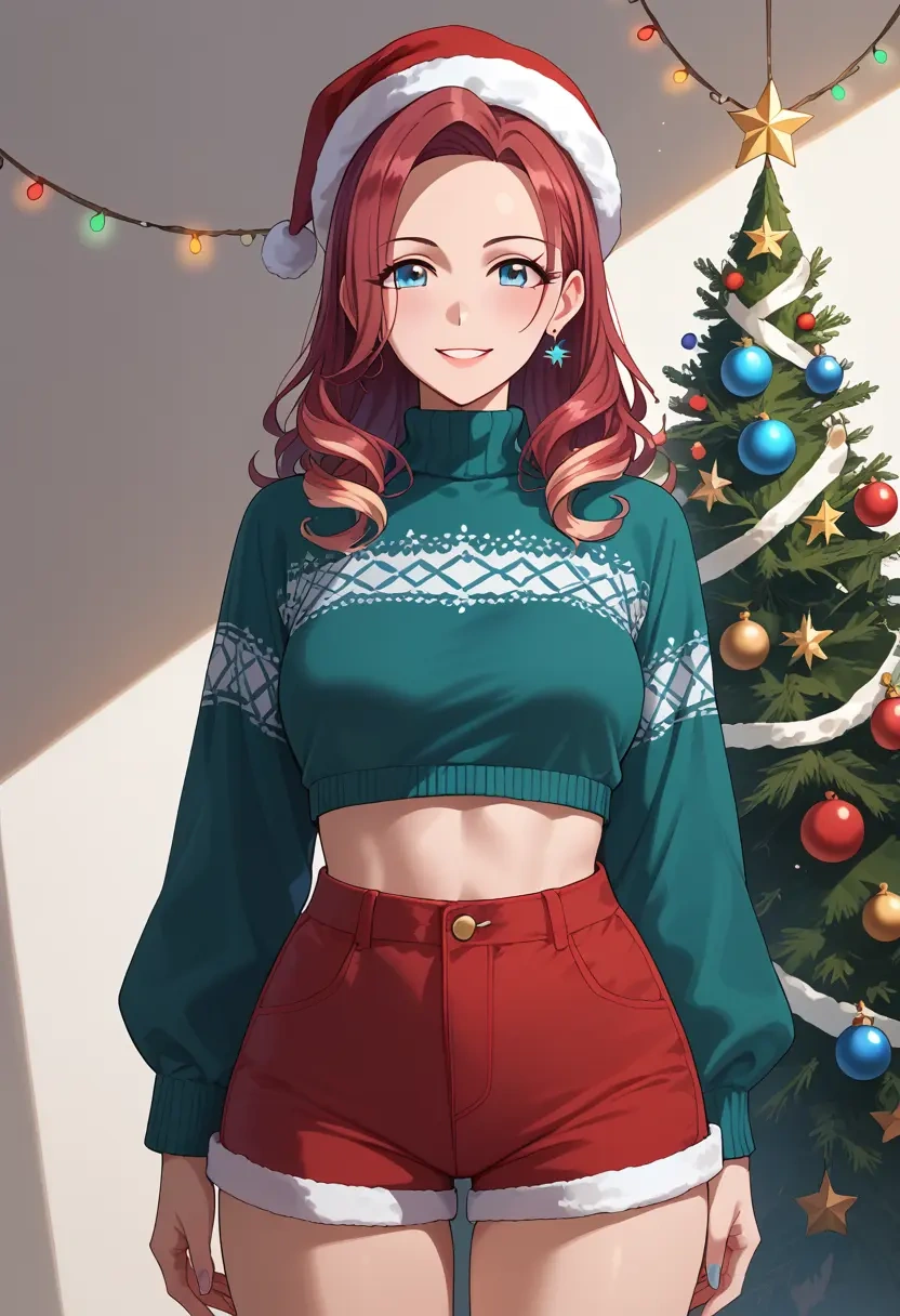 idolmaster,kazano_hiori,Christmas,red velvet shorts  - 