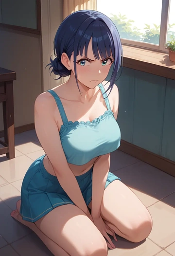 idolmaster,kazano_hiori,crop top,loose joggers,headset  - AI generated anime art