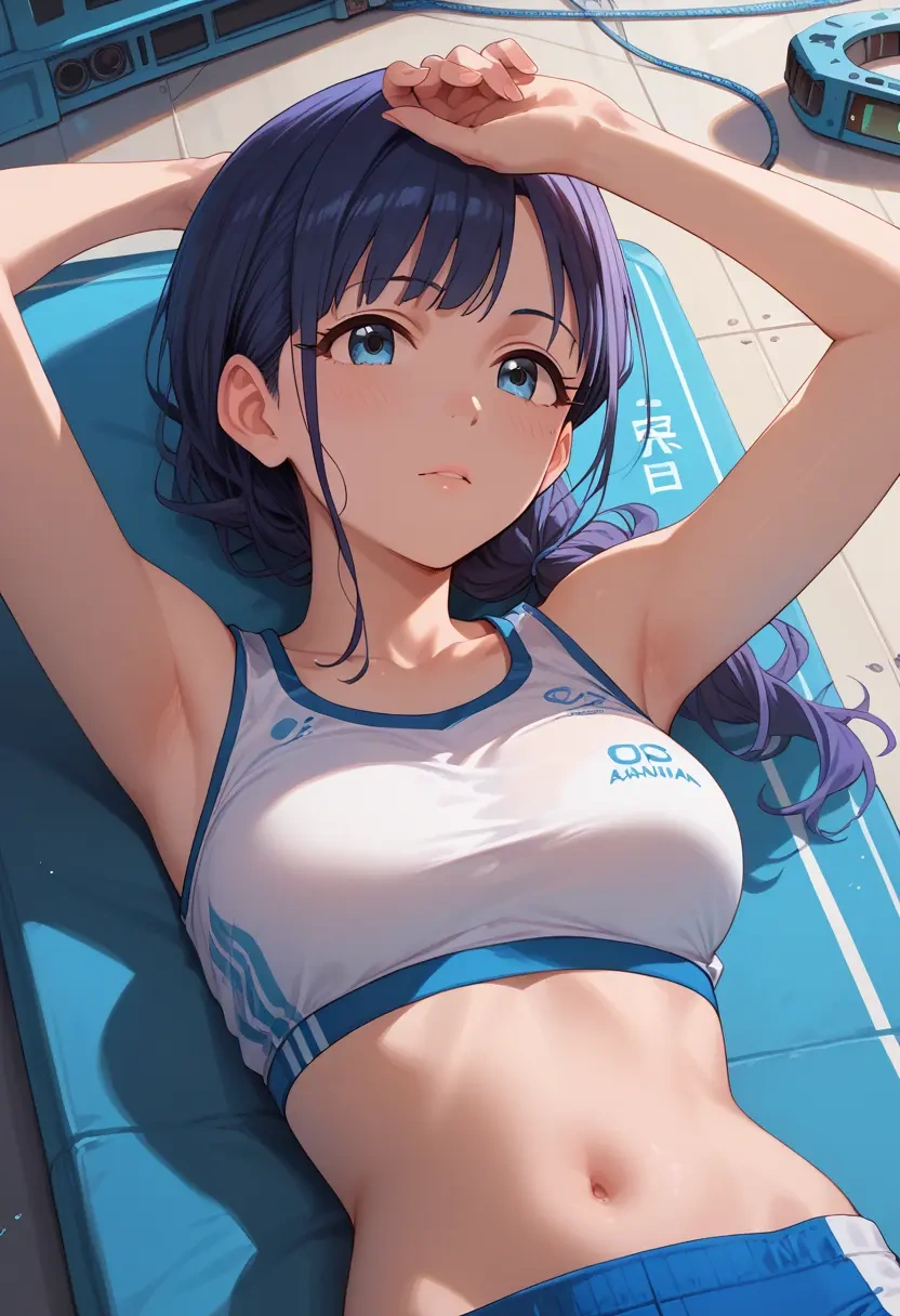 idolmaster,kazano_hiori,sports crop,high-waisted shorts  - 