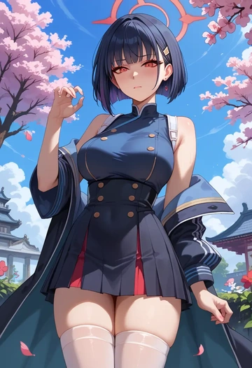 blue_archive,kazusa_(blue_archive),mini skirt, stockings  - AI generated anime art