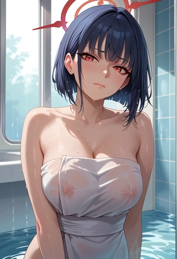 blue_archive,kazusa_(blue_archive),towel,sexy  - AI generated anime art