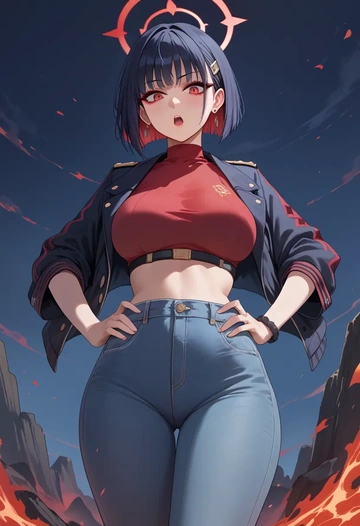 blue_archive,kazusa_(blue_archive),crop top  - AI generated anime art