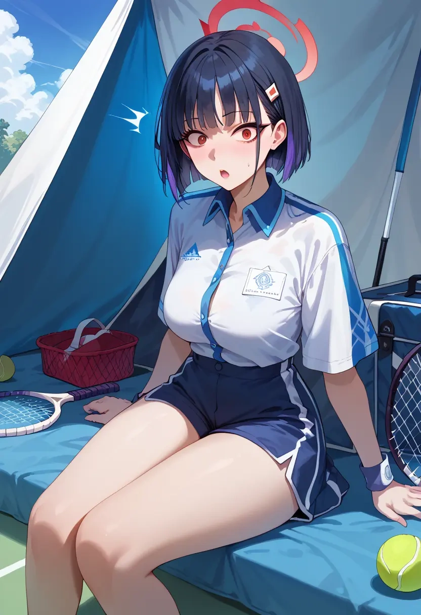 blue_archive,kazusa_(blue_archive),tennis polo,skort  - 