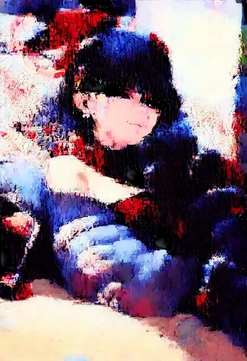 blue_archive,kazusa_(blue_archive),patchwork graffiti top,dolphin shorts  - AI generated anime art