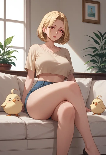 original,kemomimi-chan_(naga_u),crop top  - AI generated anime art