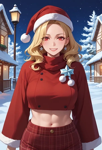 original,kemomimi-chan_(naga_u),Christmas,plaid trousers  - AI generated anime art