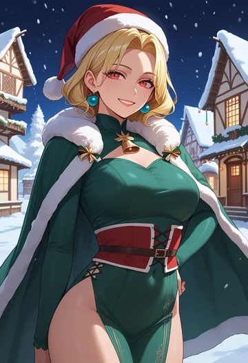 original,kemomimi-chan_(naga_u),Christmas,dress  - AI generated anime art