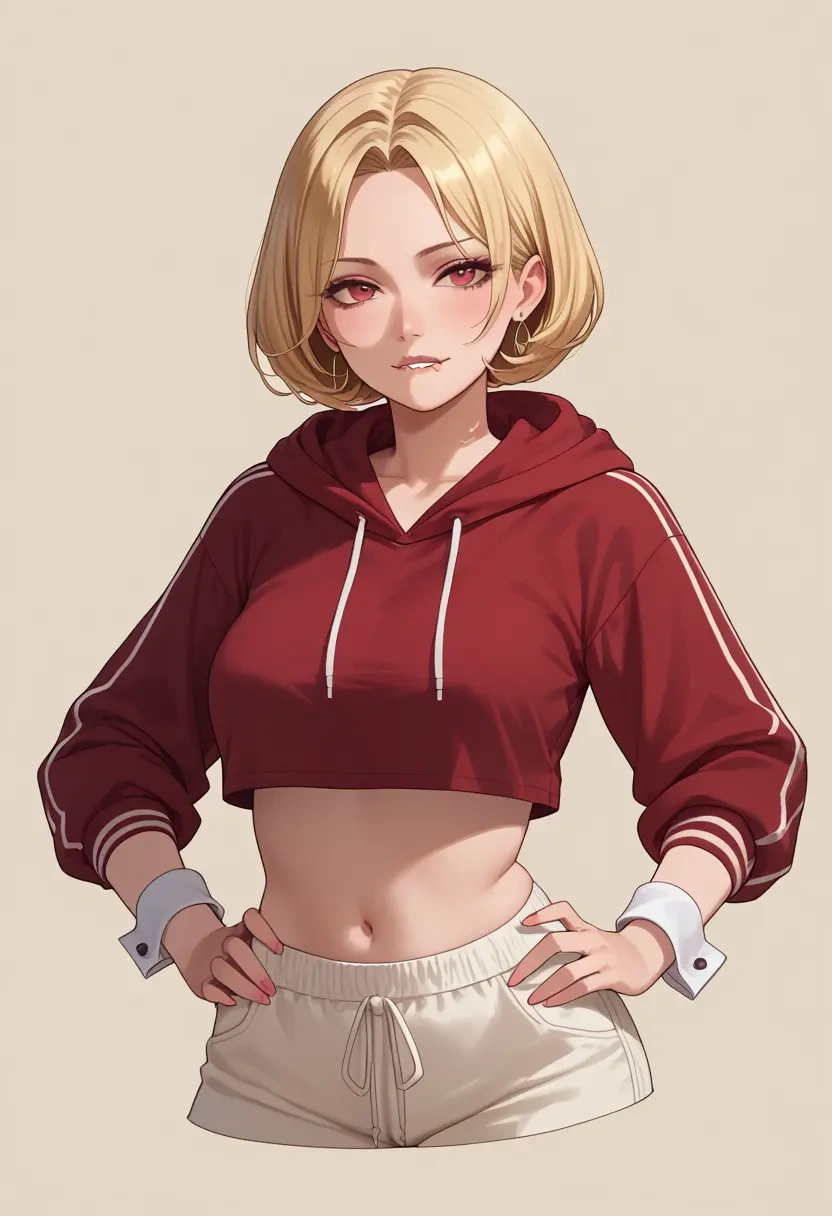 original,kemomimi-chan_(naga_u),hoodie,cropped,high-waisted joggers  - 