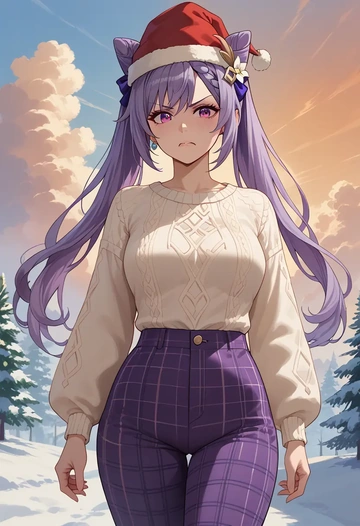 genshin impact,keqing_(genshin_impact),Christmas  - AI generated anime art