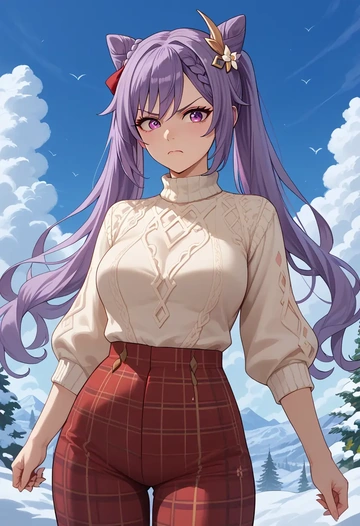 genshin impact,keqing_(genshin_impact),Christmas  - AI generated anime art