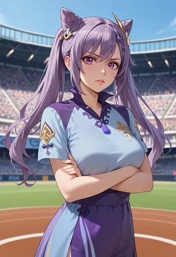 genshin impact,keqing_(genshin_impact),athletic  - AI generated anime art