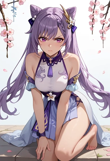 genshin impact,keqing_(genshin_impact),silk slip dress  - AI generated anime art