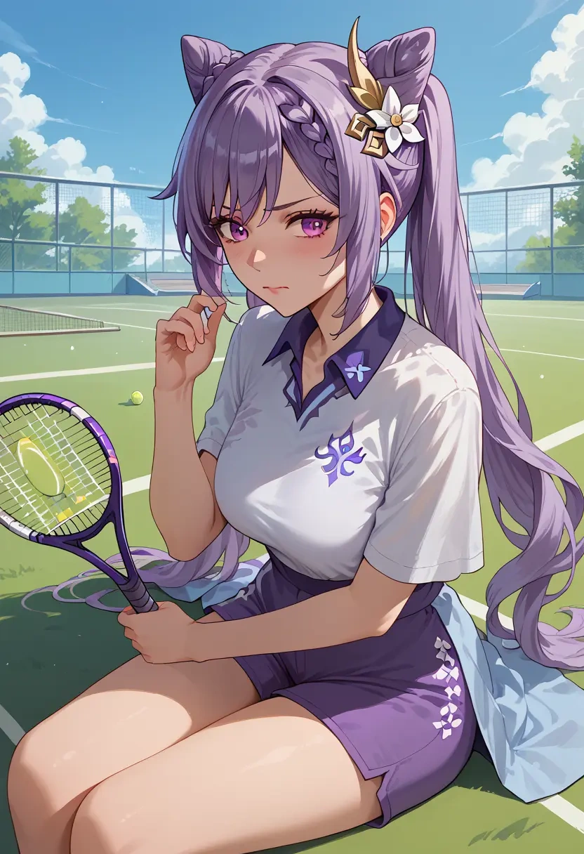 genshin impact,keqing_(genshin_impact),tennis polo,skort  - 