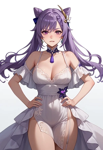 genshin impact,keqing_(genshin_impact),silk slip dress  - AI generated anime art