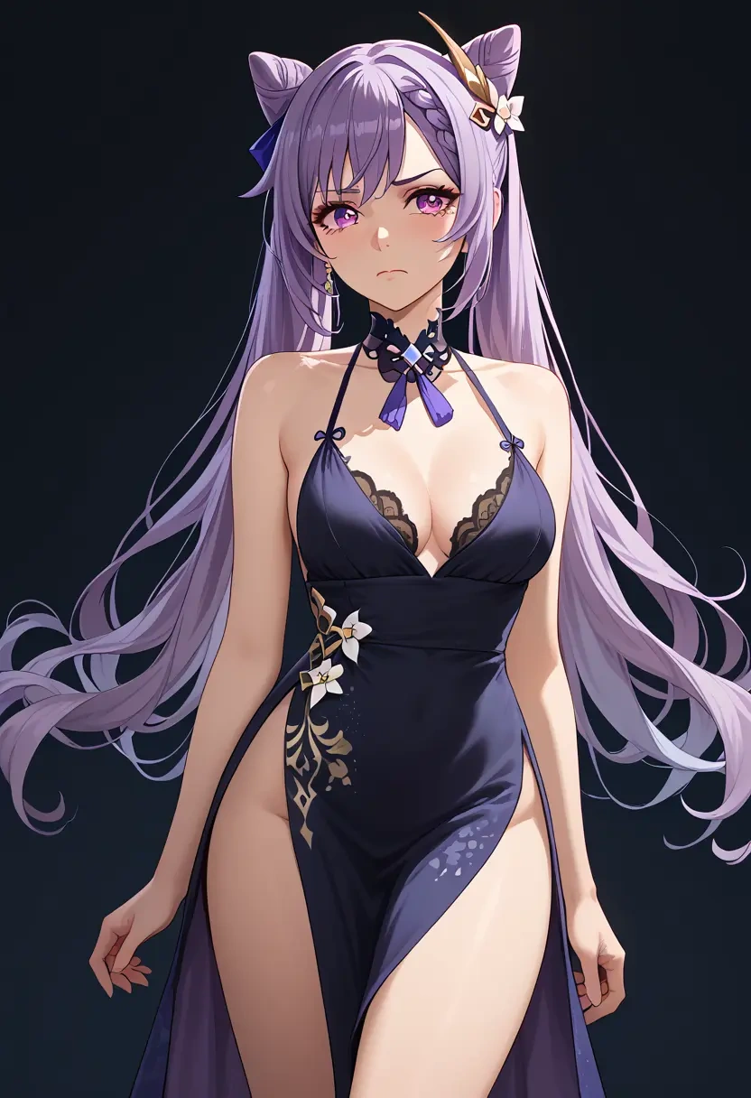 genshin impact,keqing_(genshin_impact),nightdress  - 