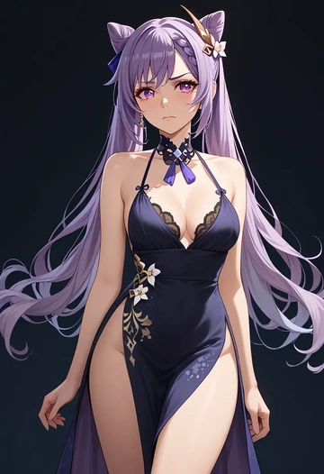 genshin impact,keqing_(genshin_impact),nightdress  - AI generated anime art