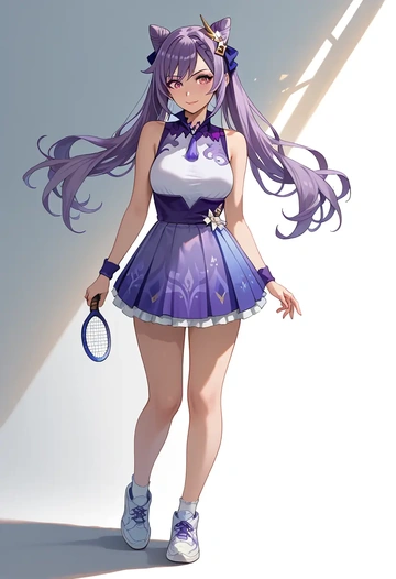 genshin impact,keqing_(genshin_impact),tennis skirt  - AI generated anime art