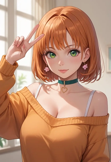 cardcaptor_sakura,kero,orange,sweater,choker  - AI generated anime art