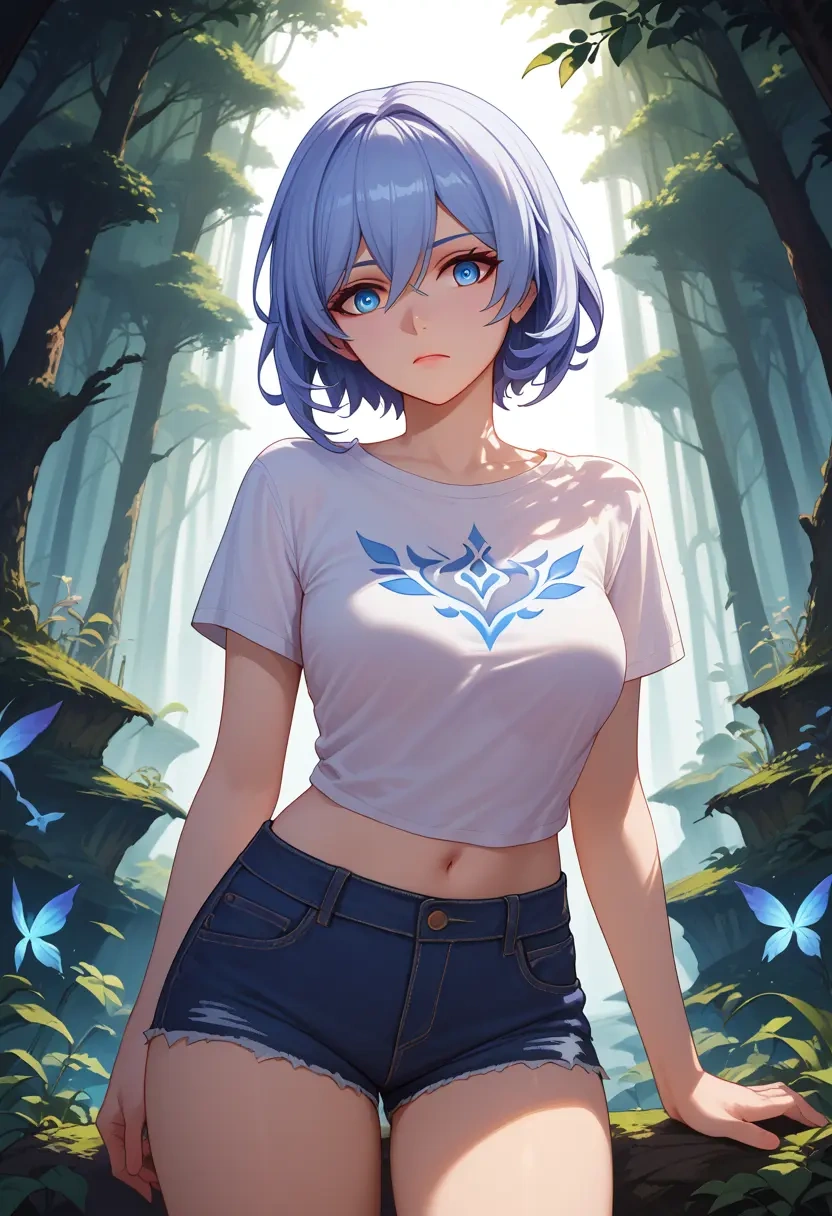 honkai_(series),kiana_kaslana,denim shorts  - 